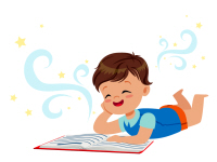 Happy child reading